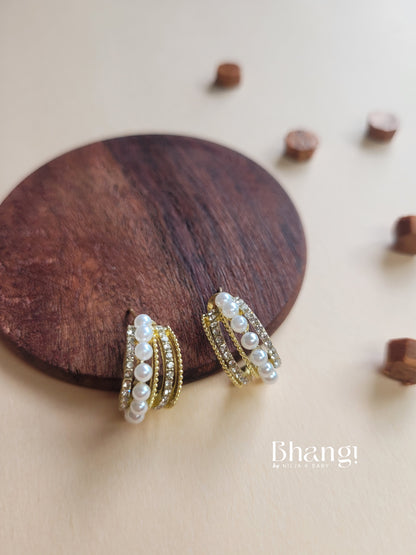 Bhang! Pearl and Crystal Stud Earrings