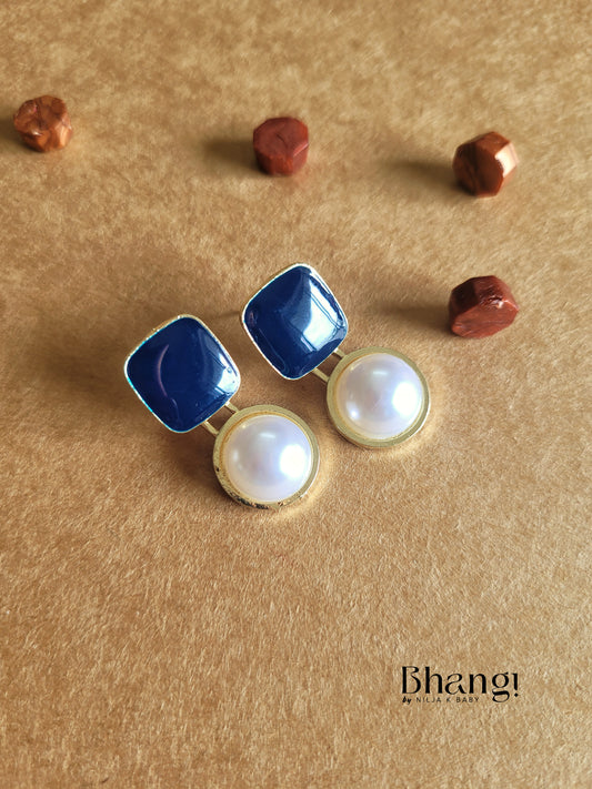 Bhangi Enamel and Pearl Stud Earrings