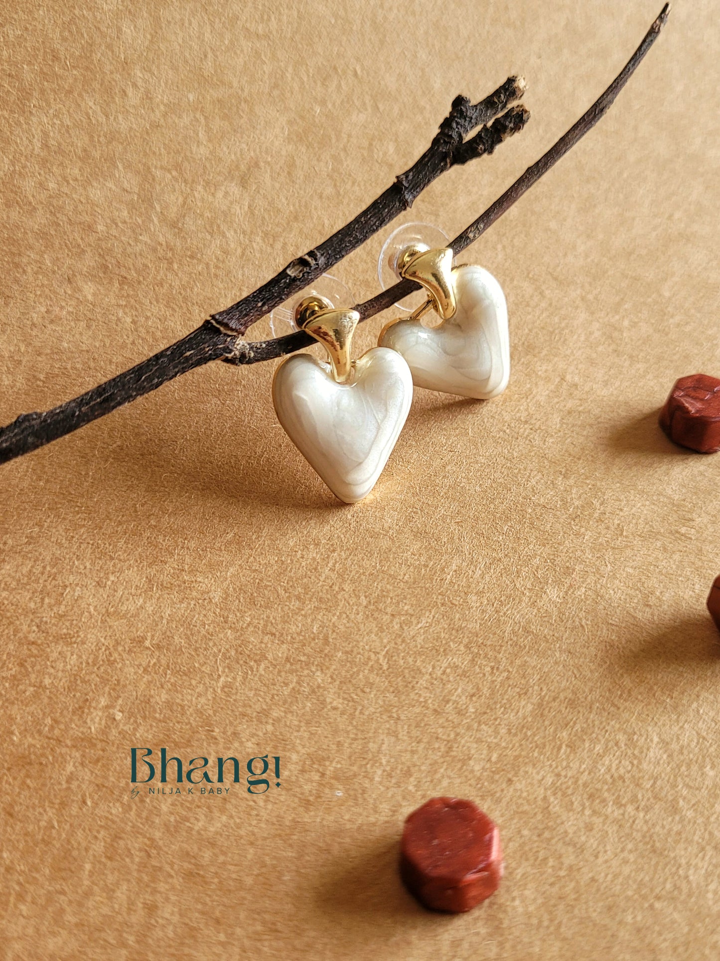 Bhangi Pearl Heart Drop Earrings