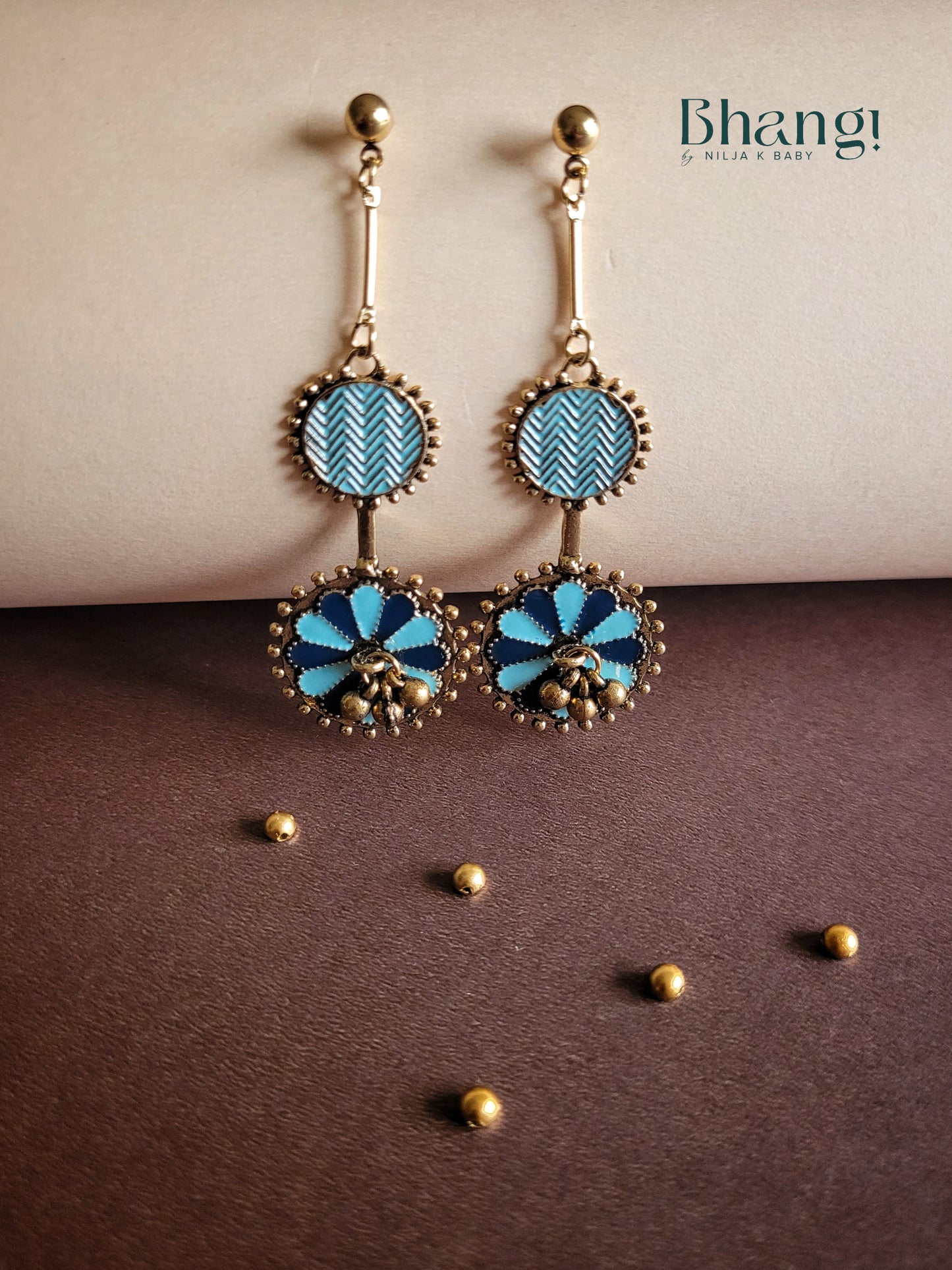 Dual Colored Floral Antique Earring