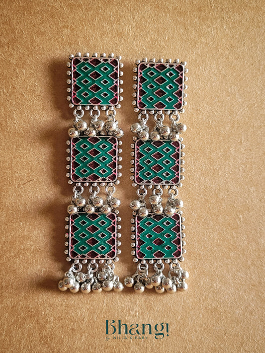 Square Shaped Dual Color Earrings