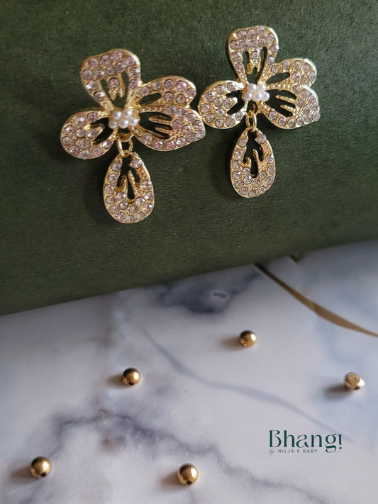 Sparkling Flower Drop Earrings