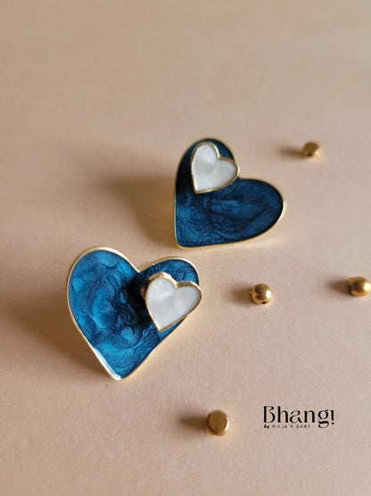 Bhangi Blue Heart Stud Earrings