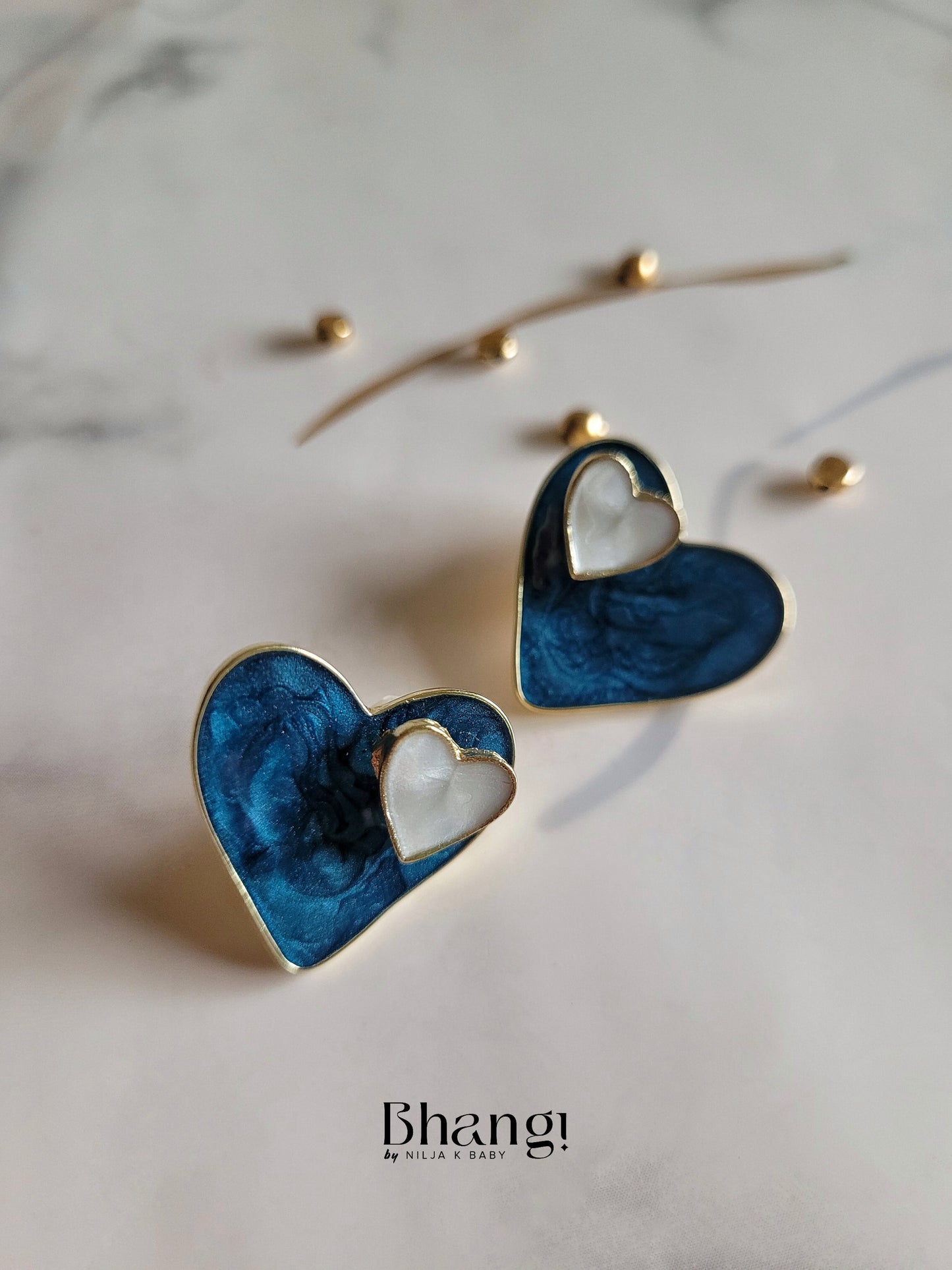 Bhangi Blue Heart Stud Earrings