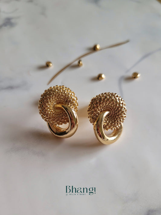 Bhangi Gold-Tone Textured Hoop Earrings