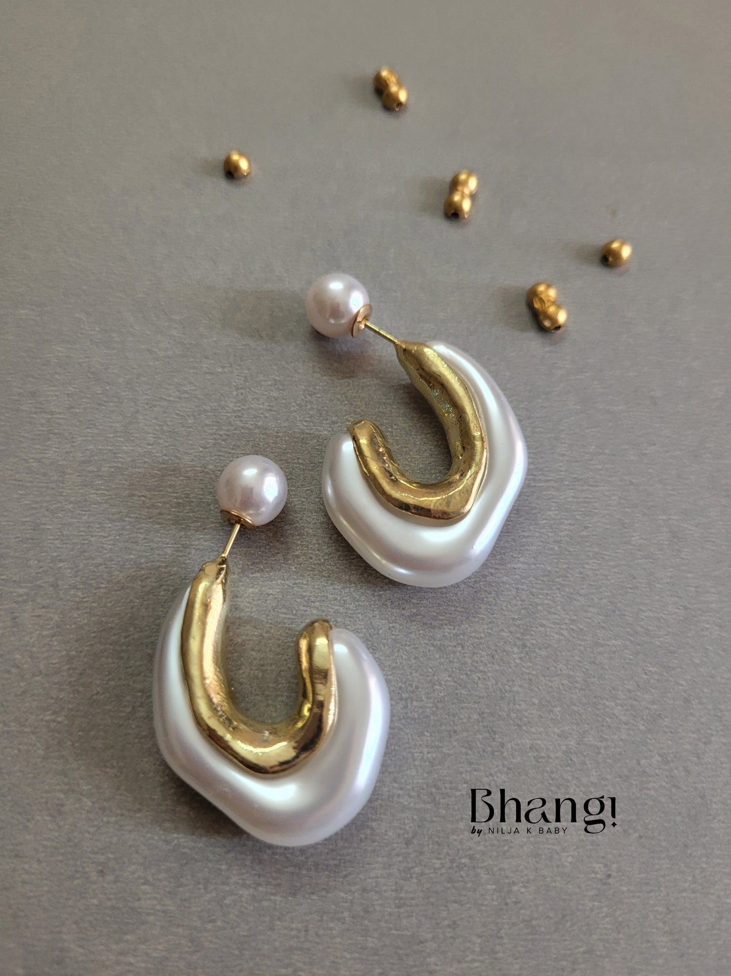 Bhangi Gold-Tone Pearl Hoop Earrings