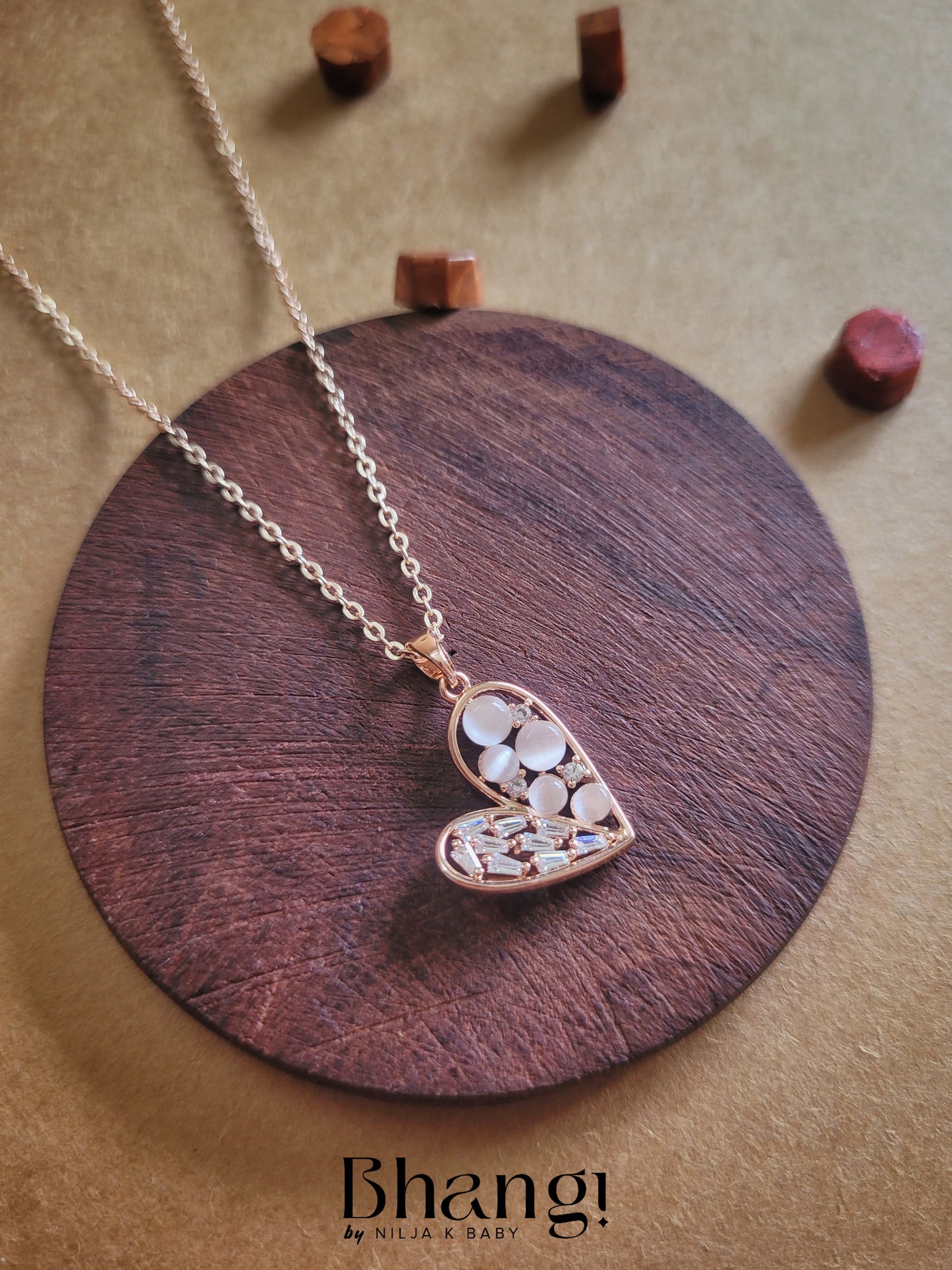 Rose Gold Shimmering Heart Necklace