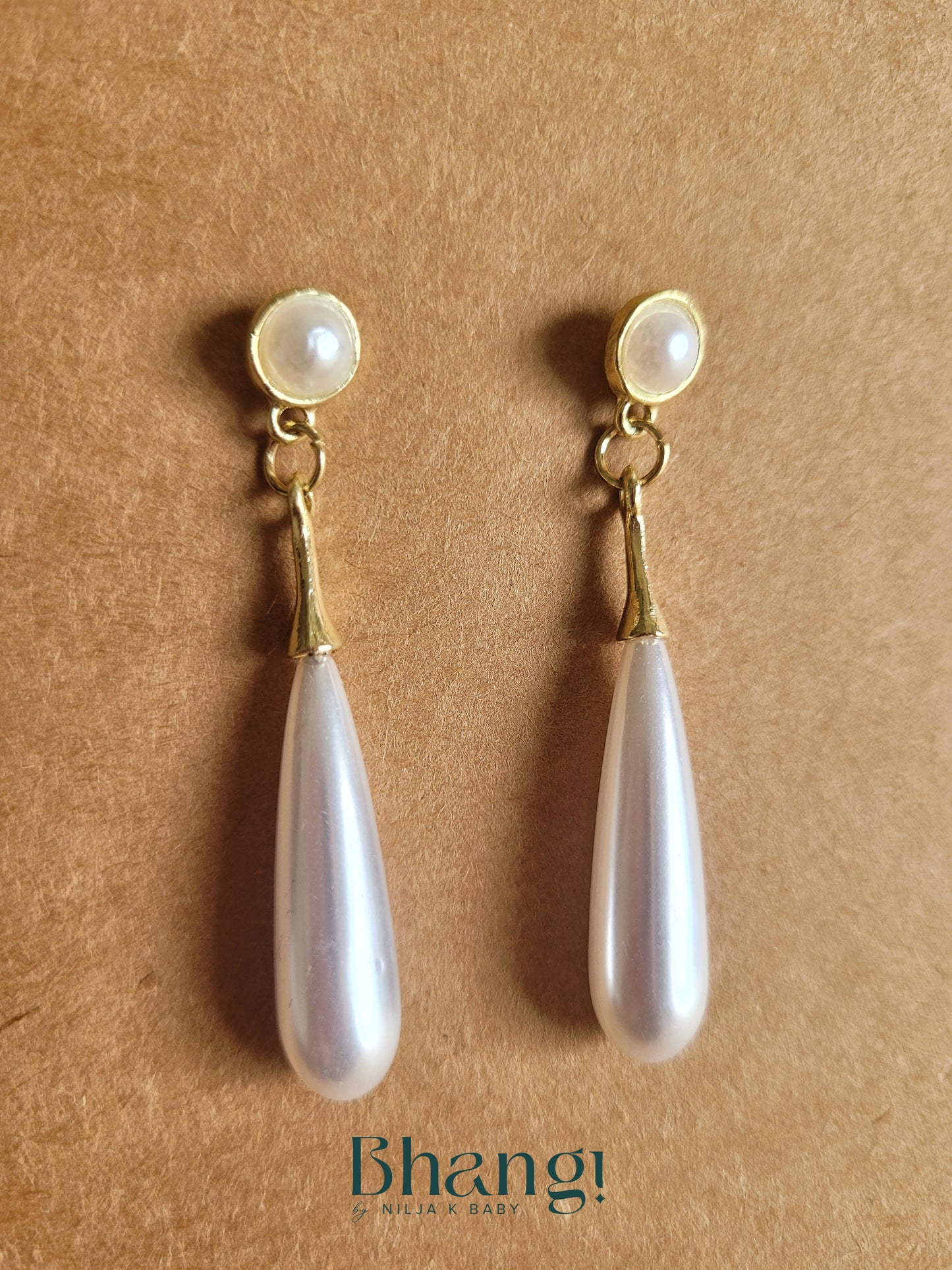 Gold-Tone Teardrop Pearl Earrings