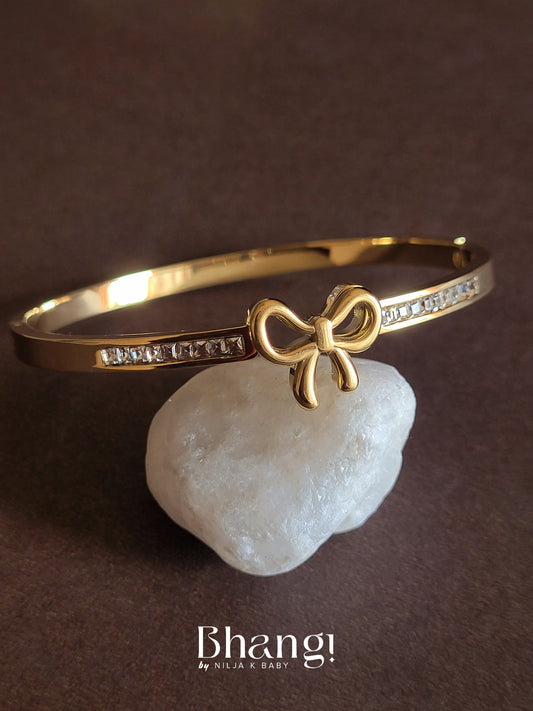 Bhang! Gold-Tone Bow Bangle with Crystal Accents