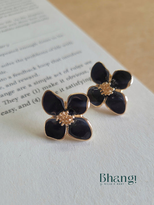 Black Flower Stud Earrings