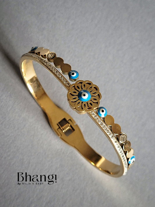 Evil Eye Bangle with Floral Design