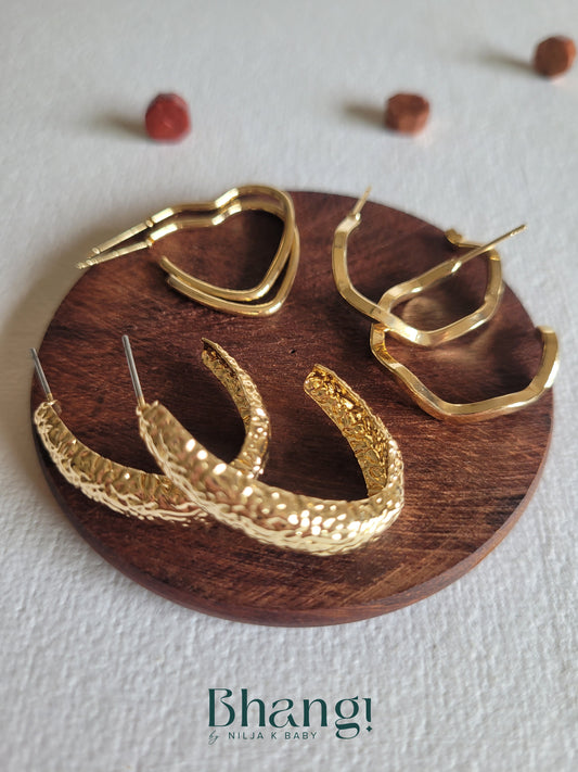 Geometric Hoop Earrings Set - 3 in One Combo