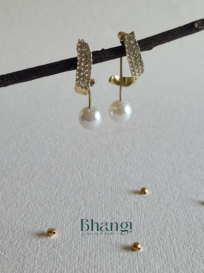 Pearl and Crystal Drop Earrings