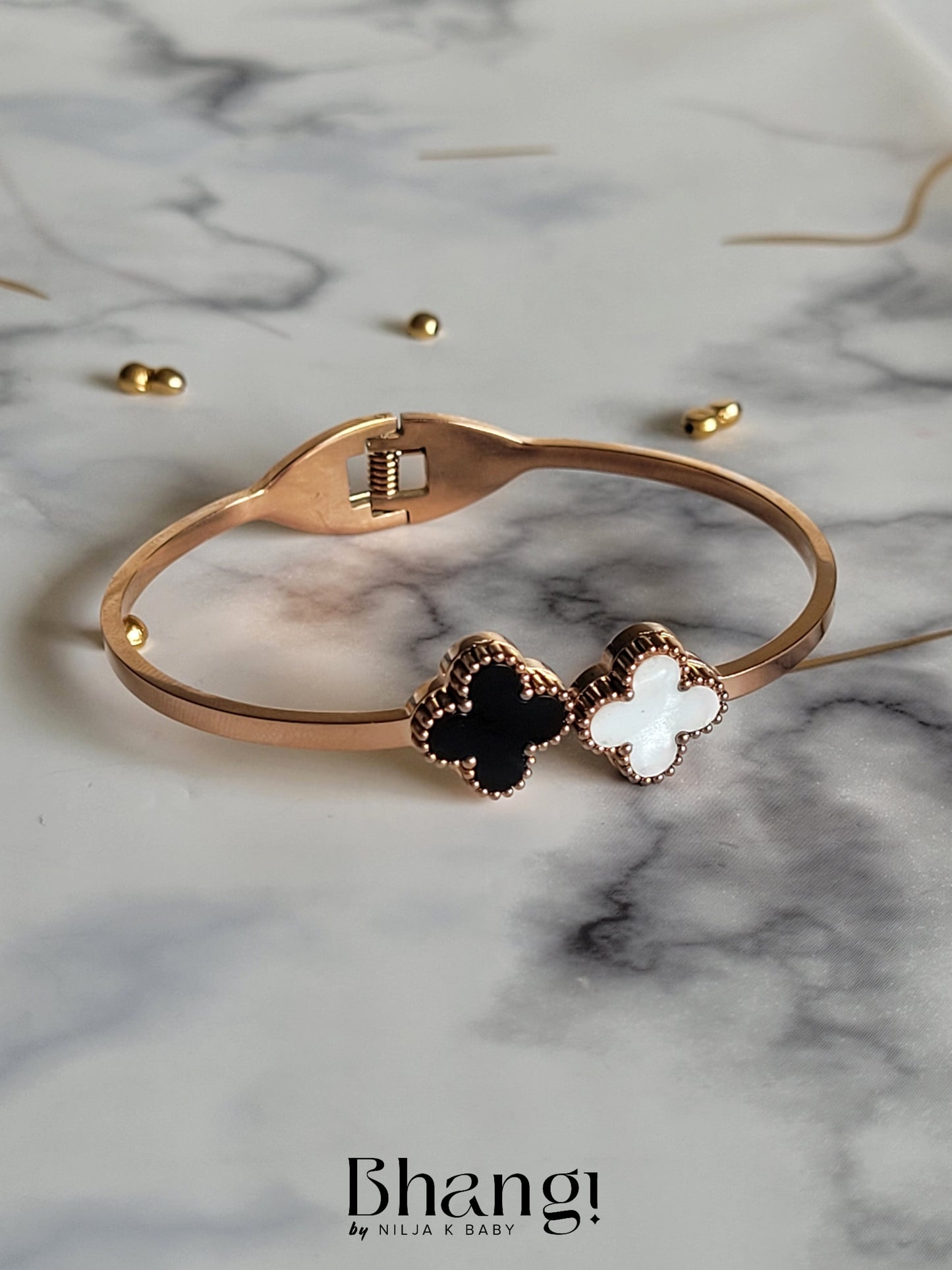 Rose Gold Double Clover Bangle