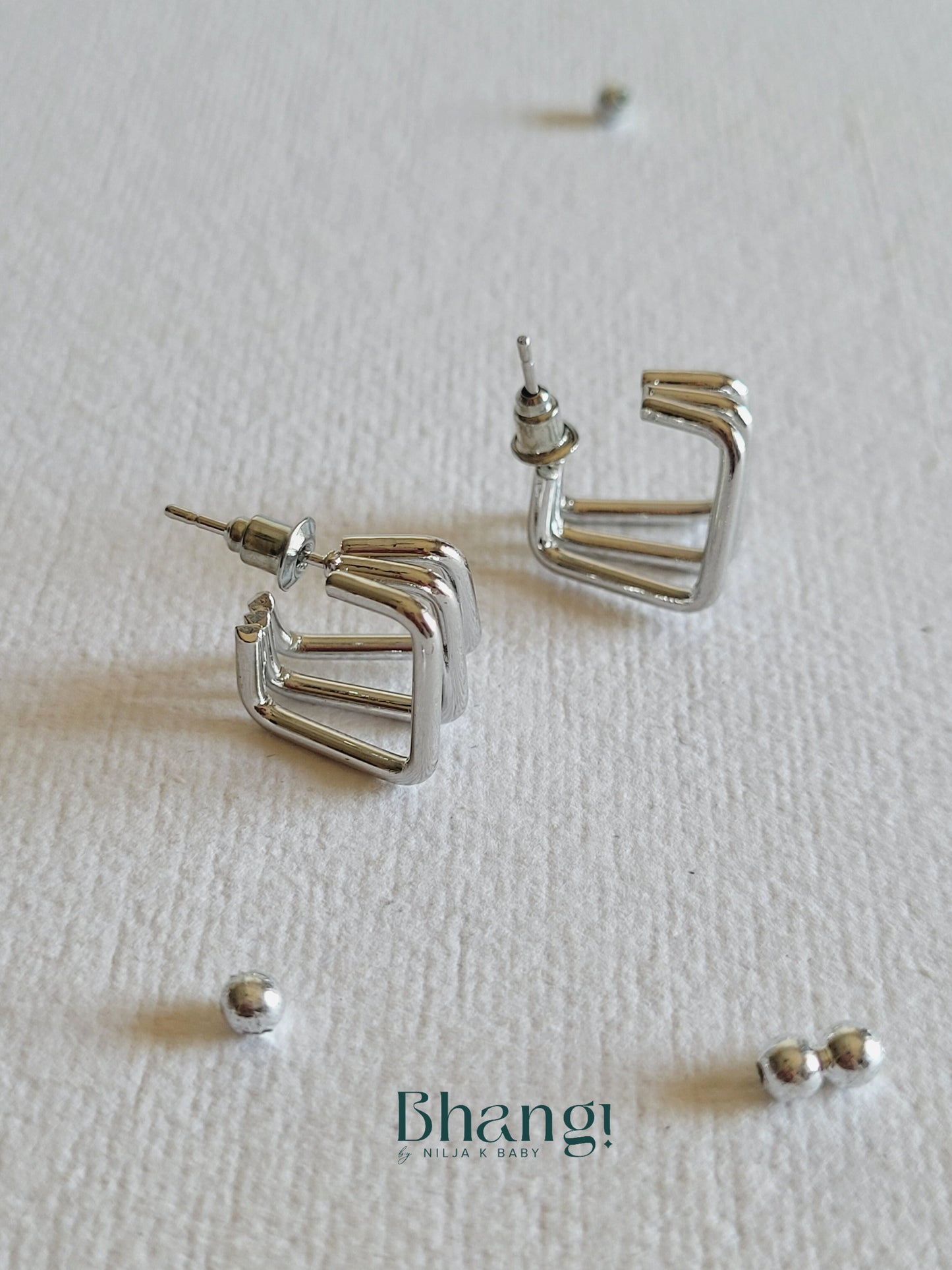 Silver-Tone Geometric Hoop Earrings