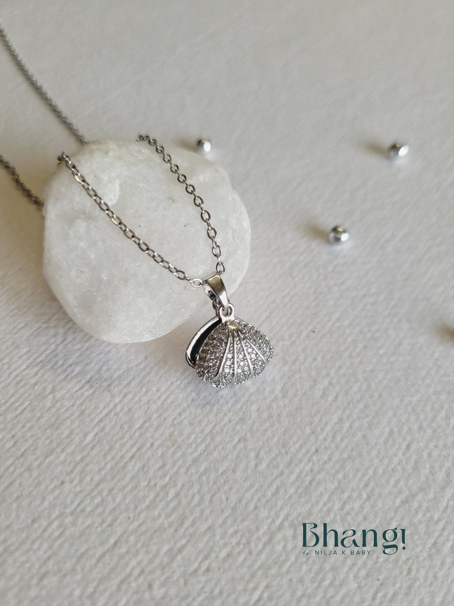 Silver-Tone Shell and Pearl Necklace