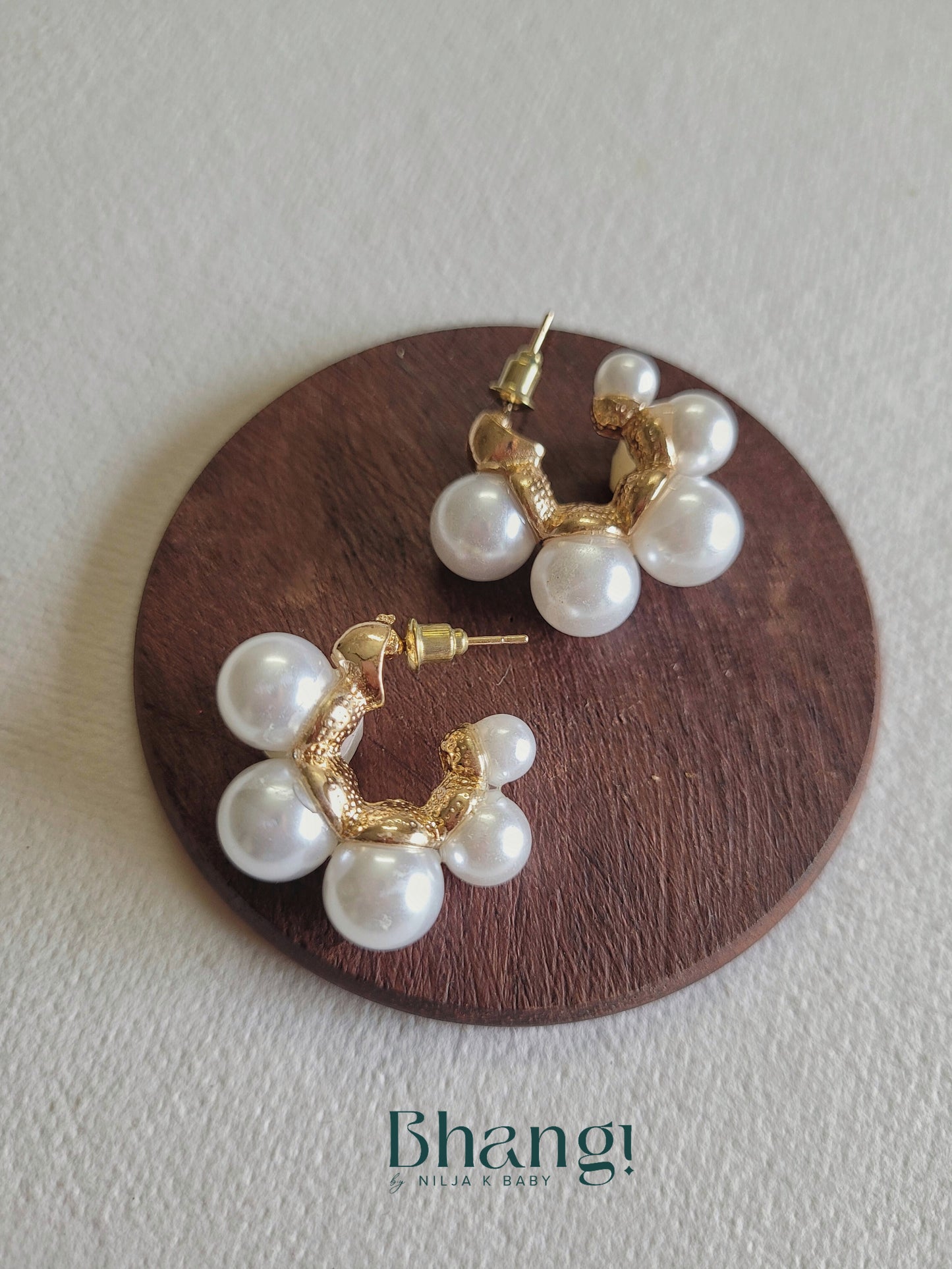 Pearl Cluster Hoop Earrings