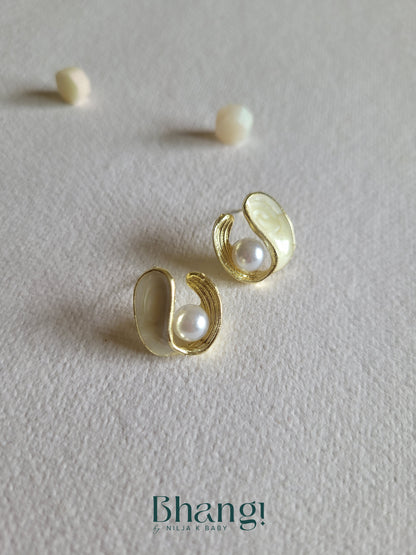 Pearl in Shell Stud Earrings