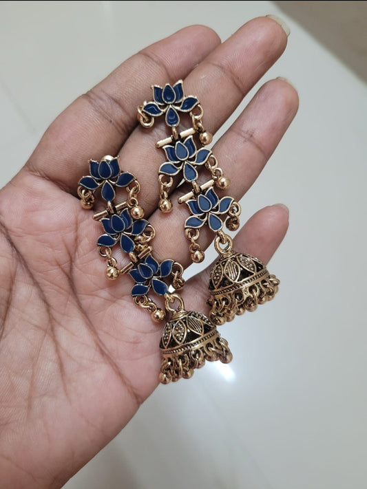 Lotus Jhumka Earrings