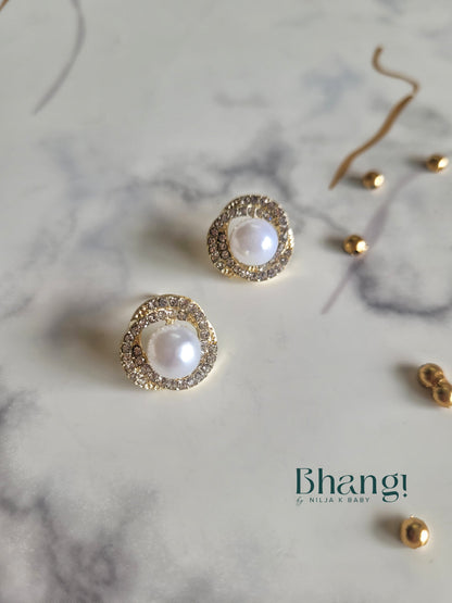 Classic Pearl and Stone Stud Earrings